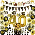 Premium black and gold 40th birthday decoration set including balloons and banner - 40th Birthday Theme