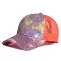 Cappellino da baseball traspirante da donna con sfumatura tie-dye per protezione solare - Adatto per Circonferenza Testa 55-59CM / Cielo Stellato-Arancione