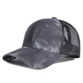 Cappello da baseball con foro per coda di cavallo grigio tie-dye e rete traspirante - Adatto per Circonferenza Testa 55-59CM / Cielo Stellato-Grigio Nero
