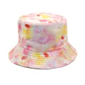Reversible bucket hat with vibrant pink and yellow watercolor floral print for summer - M (56-58cm) / Pink Yellow Orange Abstract Floral Watercolor (25#)