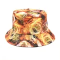 Double-sided outdoor bucket hat with steampunk gear print in fiery orange and yellow - M (56-58cm) / Orange Yellow Red Mechanical Steampunk (40#)