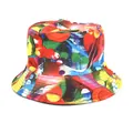 Vibrant colorful abstract print bucket hat for men and women streetwear fashion - M (56-58cm) / Red Yellow Green Blue Purple Oil Print (15#)
