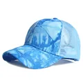 Cappellino da baseball in mesh tie-dye blu per donna, cappello da sole traspirante da esterno - Adatto per Circonferenza Testa 55-59CM / Tie-dye-Blu