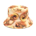 Vibrant fractal pattern printed bucket hat for sun protection and street style wear. - M (56-58cm) / Orange Yellow Fractal Swirl Art (19#)
