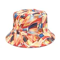 Stylish double-sided bucket hat featuring a vibrant geometric abstract print design. - M (56-58cm) / Red Yellow Orange Blue Geometric Abstract (7#)