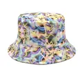 Summer colorful marble pattern tie-dye bucket hat for sun protection outdoor style - M (56-58cm) / Purple Blue Yellow Green Marble Tie-dye (29#)