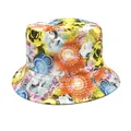 Vibrant cyberpunk digital pattern printed bucket hat for urban street fashion outfits - M (56-58cm) / Orange Blue Cyberpunk Mechanical Print (39#)