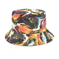 Vibrant abstract oil painting print reversible bucket hat for summer sun protection - M (56-58cm) / Multicolor Abstract Oil Painting Print (41#)