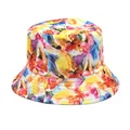 Vibrant watercolor floral print unisex bucket hat for outdoor summer sun protection - M (56-58cm) / Red Orange Blue Yellow Floral Print (47#)