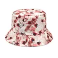 Stylish floral print reversible bucket hat for outdoor sun protection and street style - M (56-58cm) / Pink Crimson Vintage Floral (51#)