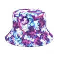 Tie-dye bucket hat with purple and blue marble pattern for outdoor streetwear style - M (56-58cm) / Purple Blue Magenta Tie-dye Ink (52#)