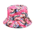 Vibrant pink fractal print bucket hat for summer outdoor sun protection fashion - M (56-58cm) / Magenta Blue Orange Fractal Kaleidoscope (44#)