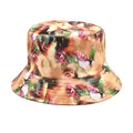 Colorful floral print bucket hat for sun protection and outdoor street style fashion - M (56-58cm) / Beige Red Rose Green Leaves (46#)