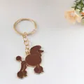Elegante bruine poedel hond metalen sleutelhanger voor autosleutels en tassen - Poedel Stijl