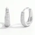 Detail view of silver S925 hoop earrings with shimmering pavé cubic zirconia stones - 925 Silver / White Zirconia