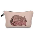 Close-up view of the adorable sleeping cats illustration on a soft pink fabric pouch bag - Light Pink Sleeping Cats Style (hz3552)