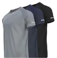 Detailansicht der schnelltrocknenden Sport-T-Shirts für Herren in Grau, Marine und Schwarz - S / Grau+Blau+Schwarz
