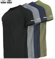 Detailansicht von vier schnelltrocknenden Herren-Sport-T-Shirts in verschiedenen Farben - S / Schwarz+Grau+Blau+Grün