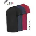 Set mit drei schnelltrocknenden Sport-T-Shirts in Schwarz, Marineblau und Burgunder - S / Blau+Rot+Schwarz