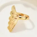 Elegant vintage gold ginkgo leaf statement ring with detailed textured petal design - Ginkgo Fan-Shaped Leaf Style (SKU (9))