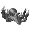 Humorvolle schwarz-weiße Oktopus-Figur aus Harz mit Mittelfinger für den Garten - Schwarz