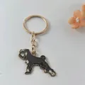 Black enamel Schnauzer dog keychain with gold-plated metal ring and chain - Black Schnauzer Style 2