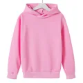 Solid pink children's pullover hoodie for autumn and winter, classic long-sleeved style - Pink