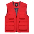 Professional red multi-pocket quick-dry vest for outdoor fishing and mountaineering - S / Red