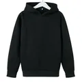 Classic kids plain black hooded sweatshirt with ribbed cuffs and a comfortable fit - 160cm / Black