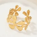 Elegante vintage gouden verstelbare ring met een uniek botanisch bloemenontwerp voor dames - Vierbladige Bloem Omwikkelde Stijl (SKU (4))