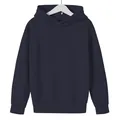 Solid navy blue children's pullover hoodie featuring long sleeves and ribbed cuffs. - 100cm / Navy Blue