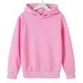 Soft plain pink long-sleeved hooded sweatshirt for children in high-quality fabric - Pink