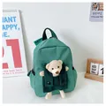 Sac à dos vert mignon pour enfants avec une décoration d'ours en peluche doux - Vert