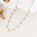 Collier élégant en acier au titane plaqué or 18 carats avec pendentifs géométriques - Style losange creux et zircon rond (20260130款式2)