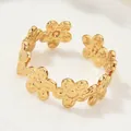 Exquisite vintage gold botanical ring featuring a continuous small flower pattern design - Continuous Small Five-Petal Flower Style (SKU (7))
