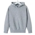 Classic solid grey long sleeve hooded sweatshirt for children, comfortable cotton fleece - Gray