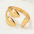 Elegant golden leaf plant-themed adjustable ring with smooth polished finish for women - Staggered Streamlined Leaf Style (SKU (13))