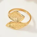 Elegant vintage golden leaf wrap ring with hammered texture jewelry gift for women - Hammered Interlocking Leaf Style (SKU (14))