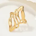 Elegant gold plant-inspired ring with a vintage hollow leaf design, luxury style - Hollow-out Plant Flower Art Style (SKU (17))
