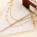 Elegant 18k gold plated titanium steel double layer butterfly pendant necklace - 3D Butterfly Double-Layer Snake Chain (20260130 Style 14)