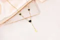 Elegant gold-plated titanium steel necklace with black enamel heart and butterfly charms. - Butterfly Heart Tassel Style (20260130 Style 23)
