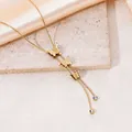 Elegant 18k gold plated titanium steel necklace with triple butterfly charms - Three 3D Butterfly Rhinestone Style