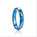 4mm blue faceted tungsten carbide ring for men and women comfort fit wedding band - Size 6