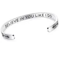 Bracelet jonc ouvert 6mm en acier inoxydable avec citation Believe In You Like I Do gravée - Style de Citation Inspirante Believe In You (YC-080-05) / 65*6*1.5mm