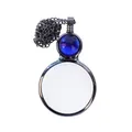 Vintage black magnifying glass necklace with an elegant blue gemstone accent detail - Blue