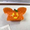 Pinza para el pelo de calabaza de Halloween en acetato naranja jaspeado con hoja - Calabaza