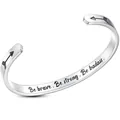 Bracelet jonc 6mm en acier argenté avec gravure 'Be brave, Be strong, Be badass' - Style de Citation Inspirante Be Brave (YC-080-04) / 65*6*1.5mm
