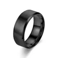 Classic black titanium steel ring with matte brushed finish and beveled edges for men - Size 6 / Black