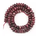 Natural stone abacus beads 5x8mm in spotted purple-pink finish for DIY jewelry making - 5x8mm (Approx. 70 Pcs/Strand) / Deep Pink with Black Spots