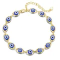 Elegant gold-tone evil eye bracelet featuring blue enamel charms and adjustable chain - Gold Blue Bracelet